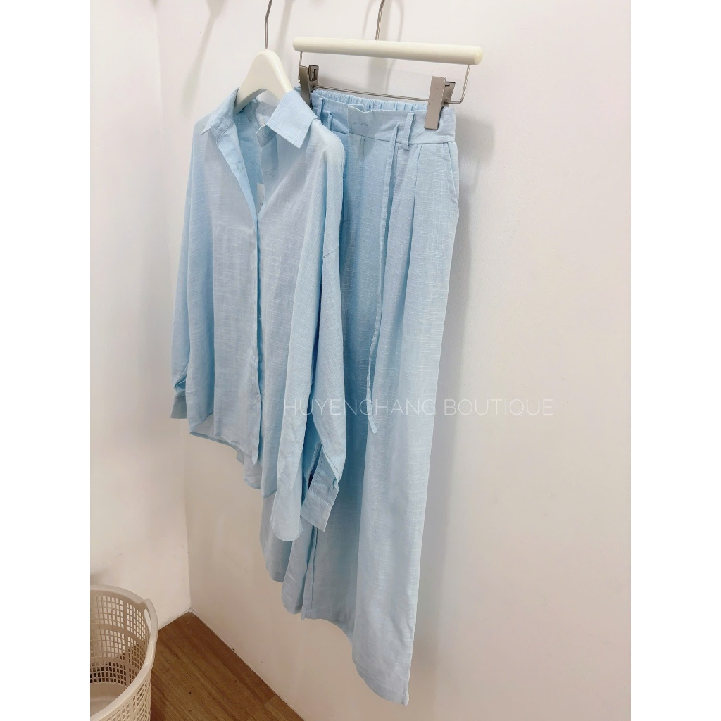 Set Linen Nữ Cao Cấp Áo Sơ Mi Quần Suông Dài/ngắn Phong Cách Resort Đi Biển Sang Chảnh - HuyenChang Boutique
