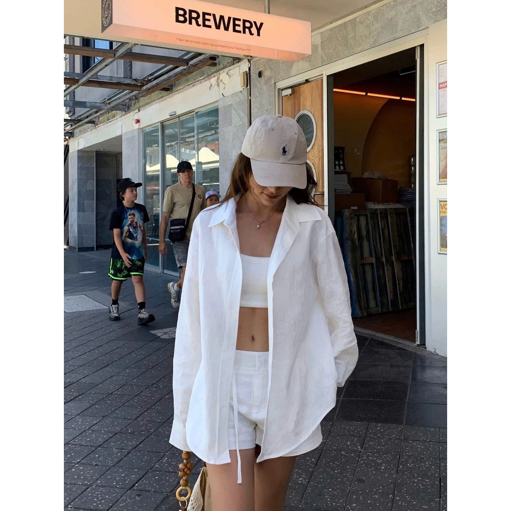 Set Linen Nữ Cao Cấp Áo Sơ Mi Quần Suông Dài/ngắn Phong Cách Resort Đi Biển Sang Chảnh - HuyenChang Boutique