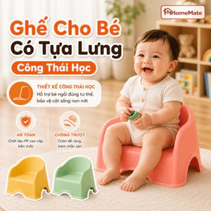 Ghế Nhựa Cho Bé HomeMate Có Tựa Lưng Công Thái Học, Ghế Nhựa Pastel Cho Trẻ Mẫu Giáo Chịu Lực Tốt
