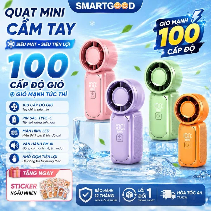 Quạt mini tích điện x688 pin 1800 Kích thước nhỏ gọn, mát lạnh lâu dài, gió mạnh mẽ, nhẹ nhàng mang theo khi ra ngoài.