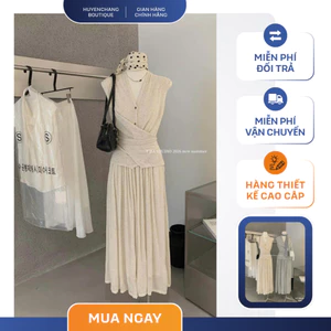 SET VÁY LEN GÂN NỮ FREESIZE Cao Cấp Áo Wrap Eo Chân Váy Dài Xếp Ly Phong Cách Hàn Quốc Thanh Lịch - HuyenChang Boutique