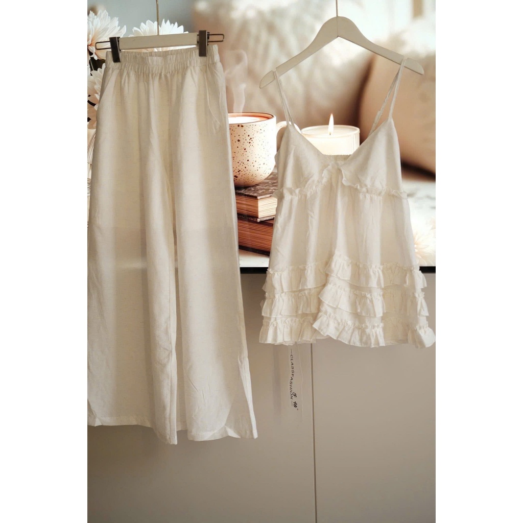 SET ÁO DÂY BÈO FREESIZE tiểu thư sang chảnh phong cách Hàn Quốc dễ phối đi chơi đi du lịch - HuyenChangBoutique