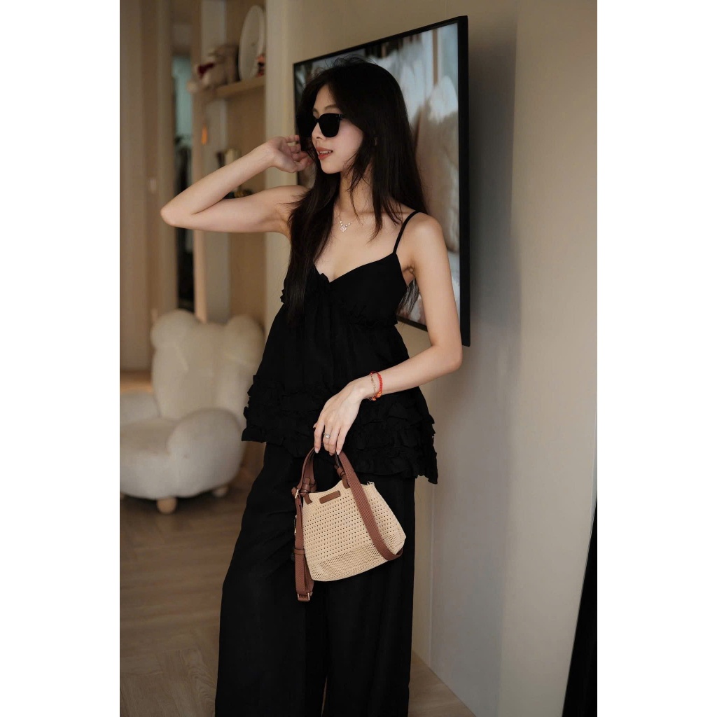 SET ÁO DÂY BÈO FREESIZE tiểu thư sang chảnh phong cách Hàn Quốc dễ phối đi chơi đi du lịch - HuyenChangBoutique