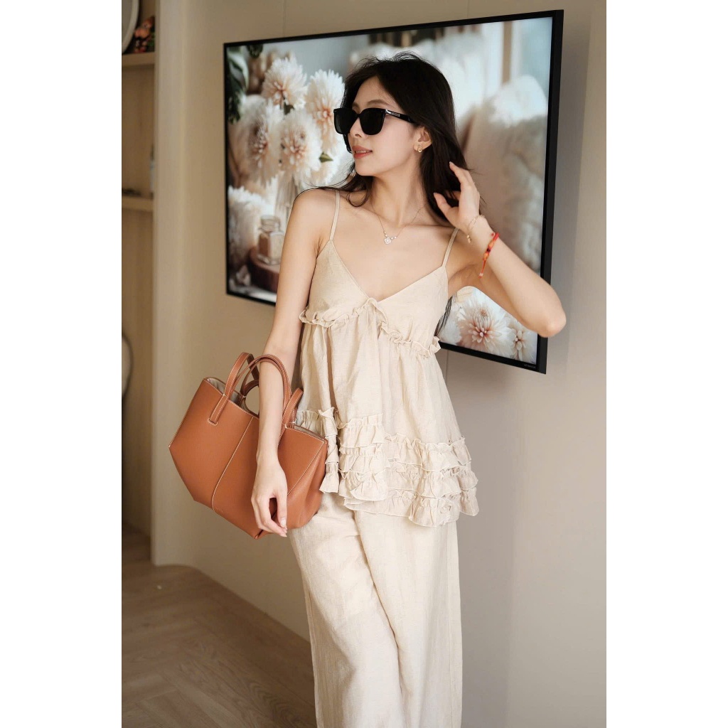 SET ÁO DÂY BÈO FREESIZE tiểu thư sang chảnh phong cách Hàn Quốc dễ phối đi chơi đi du lịch - HuyenChangBoutique