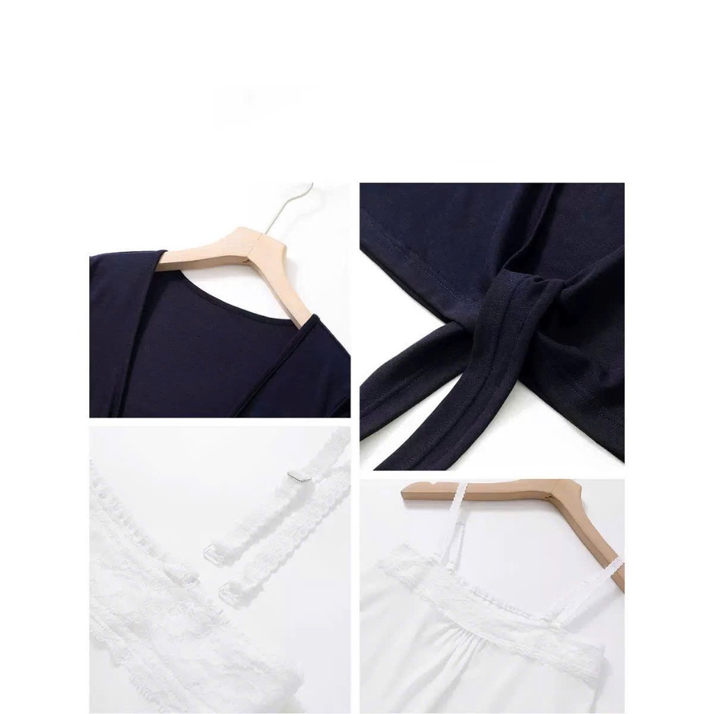 Set Áo Cardigan Cộc Tay Buộc Nơ Phối Áo Ren Nữ Hot Trend