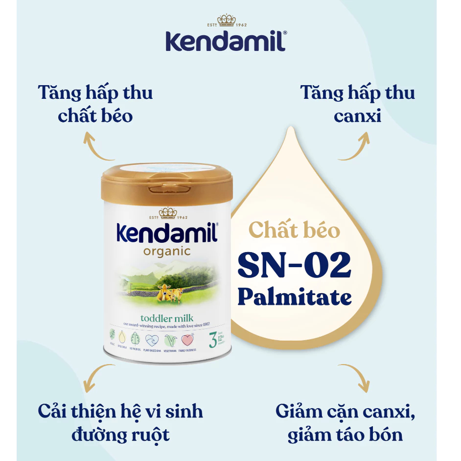 Sữa công thức Kendamil Organic Đủ Số 1.2.3 800g Hàng Nhập Khẩu Anh Quốc