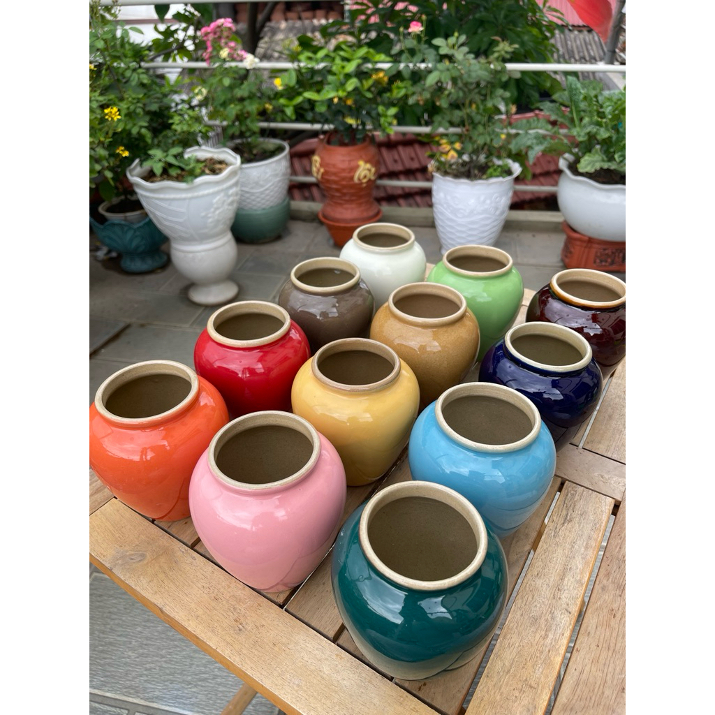 Combo 10 Lu nước 500ml nhiều màu - Ly gồm decor vintage cái