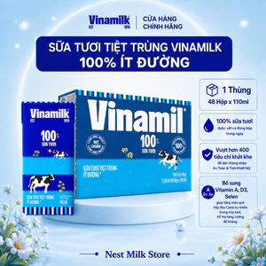 Sữa Tươi Tiệt Trùng Vinamilk Ít Đường 110ml/ 180ml - Thùng 48 Hộp