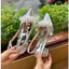 Bigsize 35-41 Giầy cao gót mũi nhọn hậu khoá cài chất da kim tuyến anh kim gắn nơ bông mai đính đá gót cao 5-9p mã B18