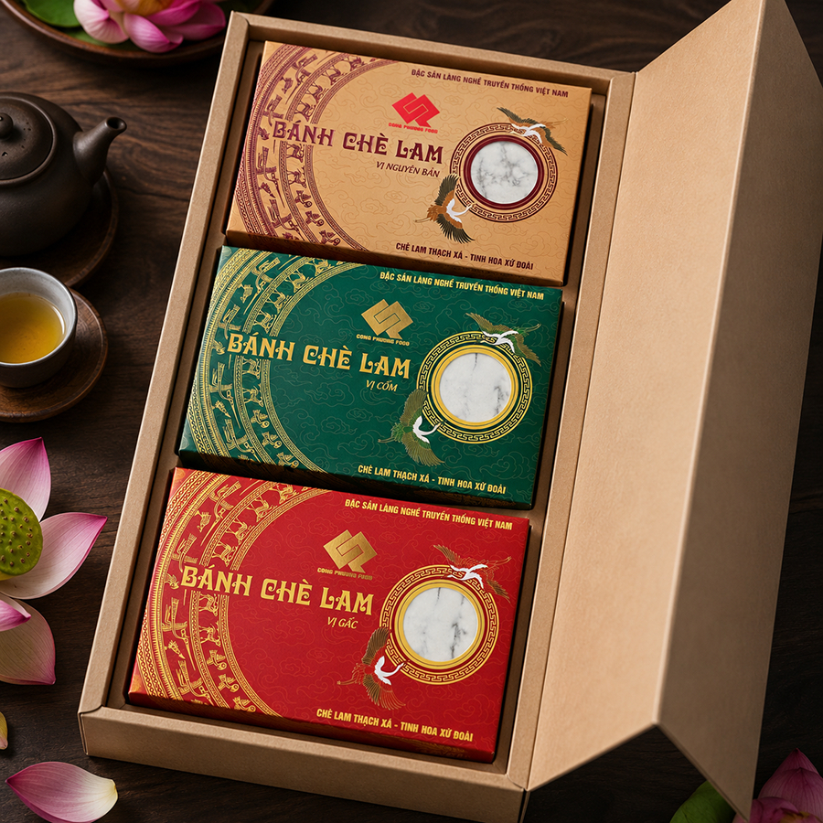 Combo 3 hộp Bánh kẹo Chè lam Thạch Xá Thạch Thất 450g - KHÔNG ĐƯỜNG - Ít ngọt - Không chất bảo quản - Đảm bảo VSATTP