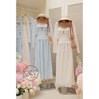 Set Váy Quây Chun Maxi Mix Cardigan Chuẩn She’s