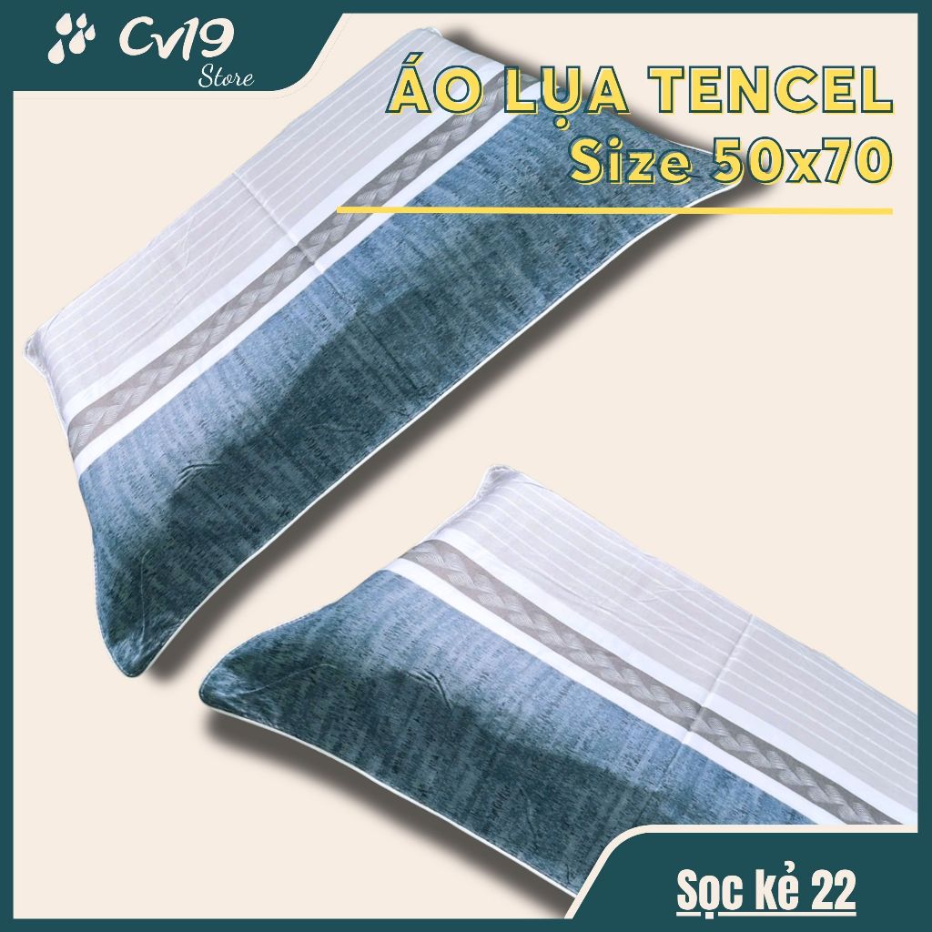 LỤA TENCEL - 1 Áo gối lụa tencel (Sọc Kẻ) áo 50x70, áo gối lụa lạnh, áo gối lụa cao cấp, tơ tằm