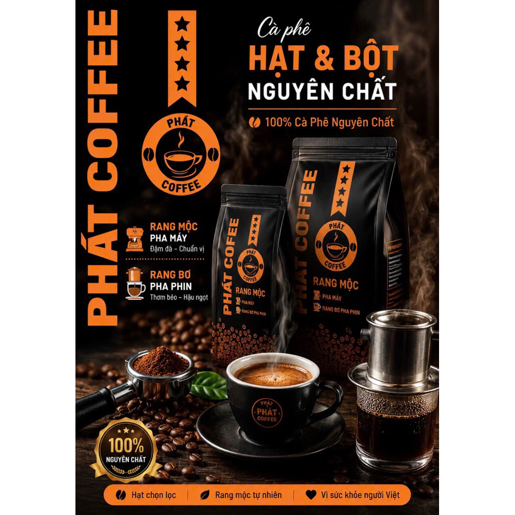 Cà Phê giá Sỉ Hạt Rang Mộc S18 50% Robusta 50% Culi Nguyên Chất