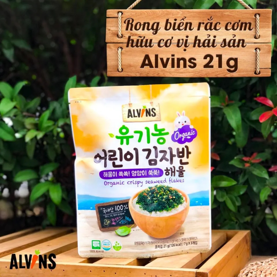 Rong biển rắc cơm hữu cơ vị hải sản Alvins 21g