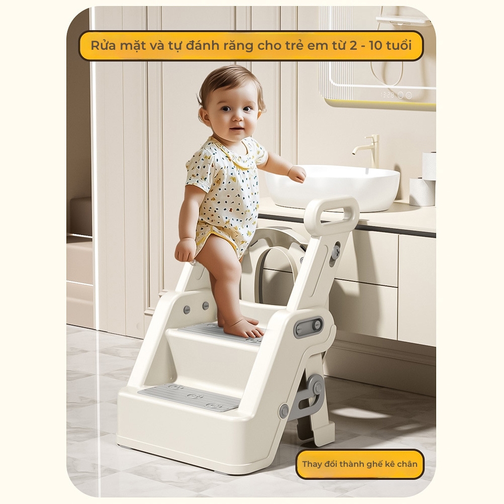 Thang bô vệ sinh cho bé BBKids, Nắp thu nhỏ bồn cầu có tay vịn, Gấp gọn gàng, Chống trơn trượt - BB011