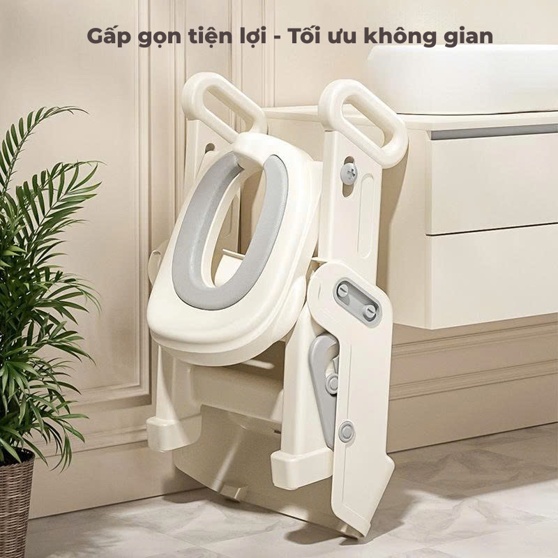 Thang bô vệ sinh cho bé BBKids, Nắp thu nhỏ bồn cầu có tay vịn, Gấp gọn gàng, Chống trơn trượt - BB011