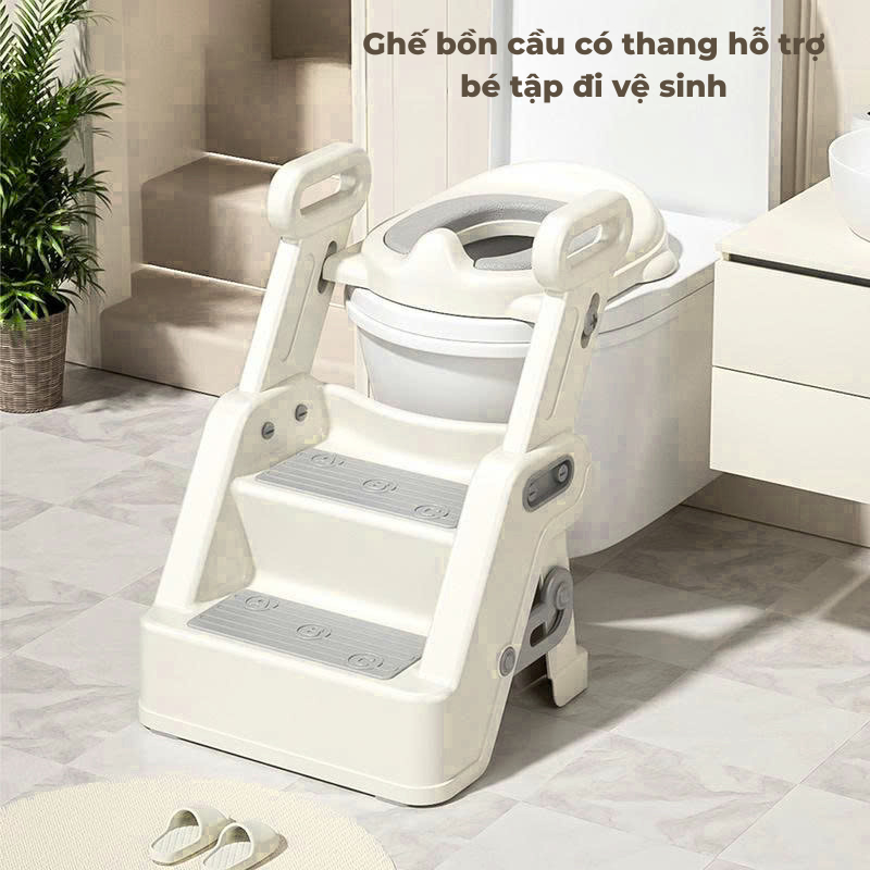 Thang bô vệ sinh cho bé BBKids, Nắp thu nhỏ bồn cầu có tay vịn, Gấp gọn gàng, Chống trơn trượt - BB011