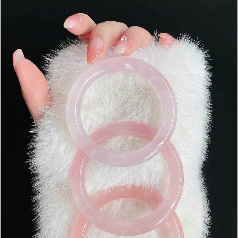 [𝐒𝐀𝐋𝐄] Vòng tay Thạch Anh Hồng bản hẹ trang sức cao cấp bằng đá tự nhiên nguyên khối