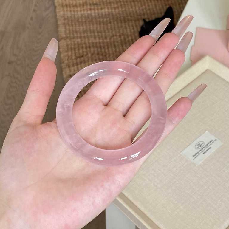 [𝐒𝐀𝐋𝐄] Vòng tay Thạch Anh Hồng bản hẹ trang sức cao cấp bằng đá tự nhiên nguyên khối