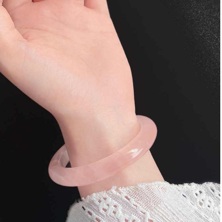 [𝐒𝐀𝐋𝐄] Vòng tay Thạch Anh Hồng bản hẹ trang sức cao cấp bằng đá tự nhiên nguyên khối