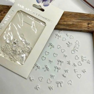 set phụ kiện nơ trái tim trang tim  móng tay