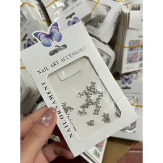 set phụ kiện nơ trái tim trang tim  móng tay