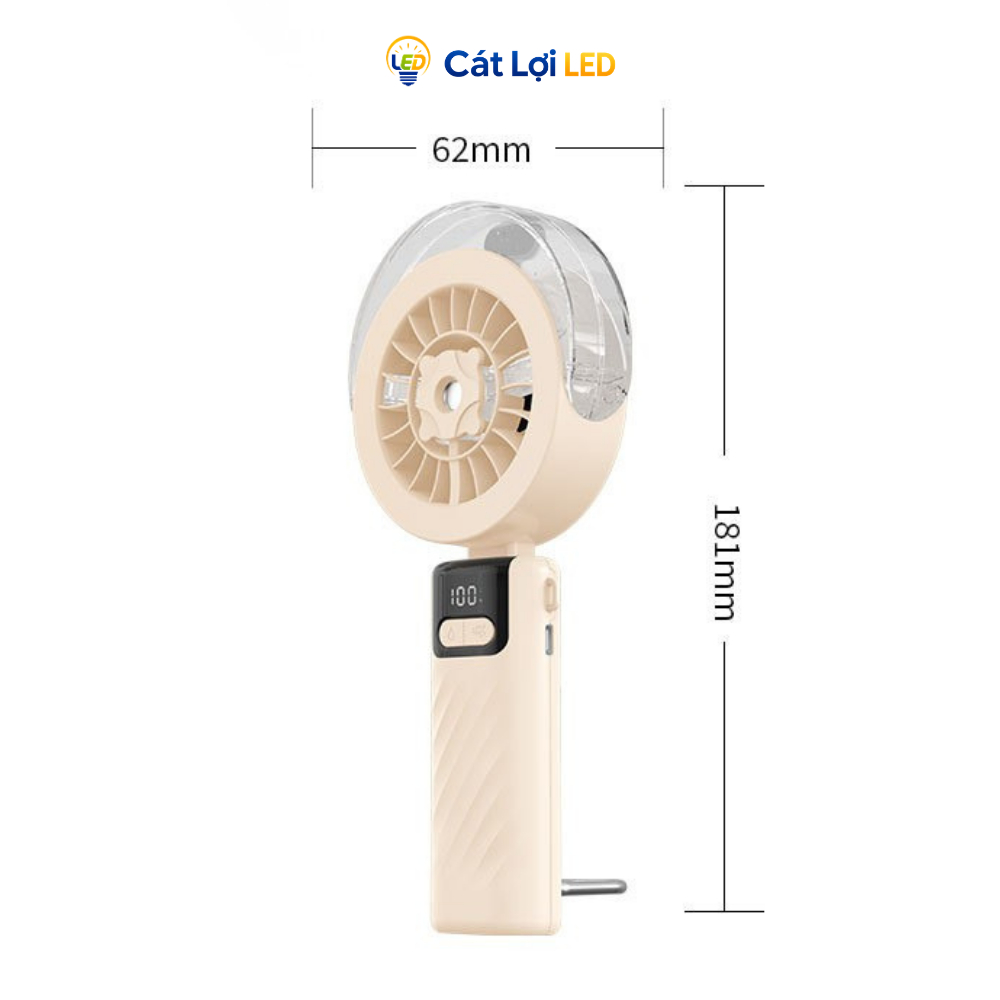 Quạt phun sương mini cầm tay phun nước tạo ẩm kèm cổng sạc USB, màn hình LED