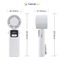 Quạt mini cầm tay Turbo 100 cấp độ gió, Quạt tích điện đeo cổ màn hình LED hiển thị tin và tốc độ