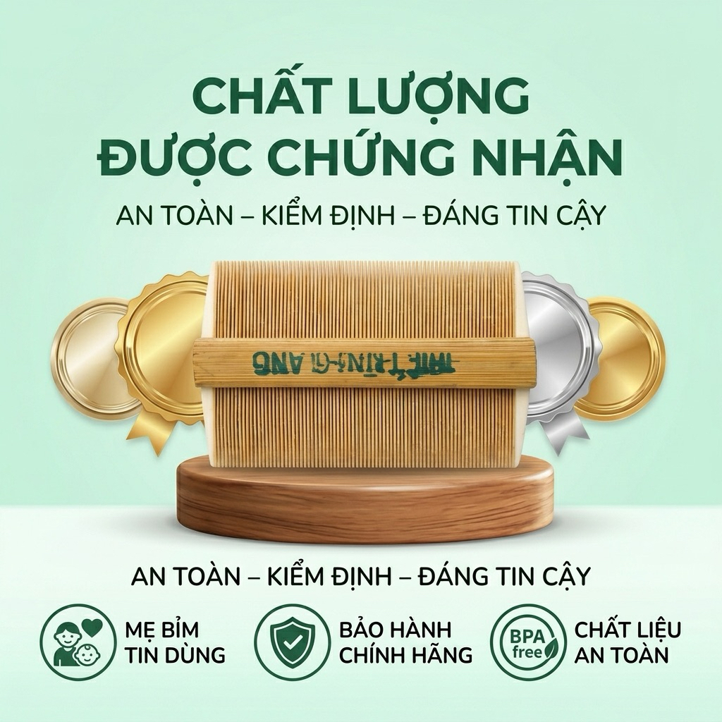 Lược bí chải chấy cho bé lược bí tre tự nhiên chải sạch trứng chấy và gàu
