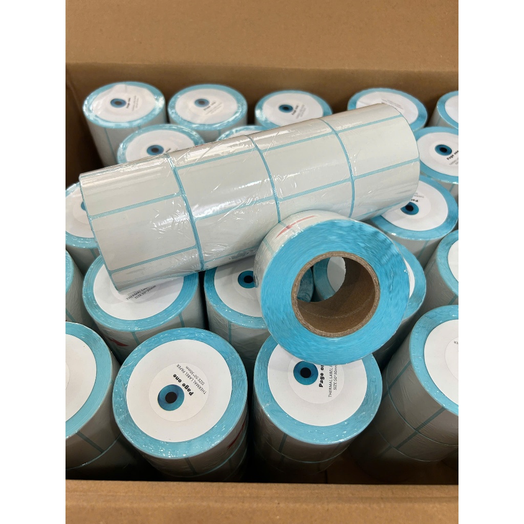 Giấy nhiệt 3 lớp 50x30mm chống nước, chống dầu, chống cồn, chống ma sát, lưu chữ lâu, in rõ nét, không phai màu.