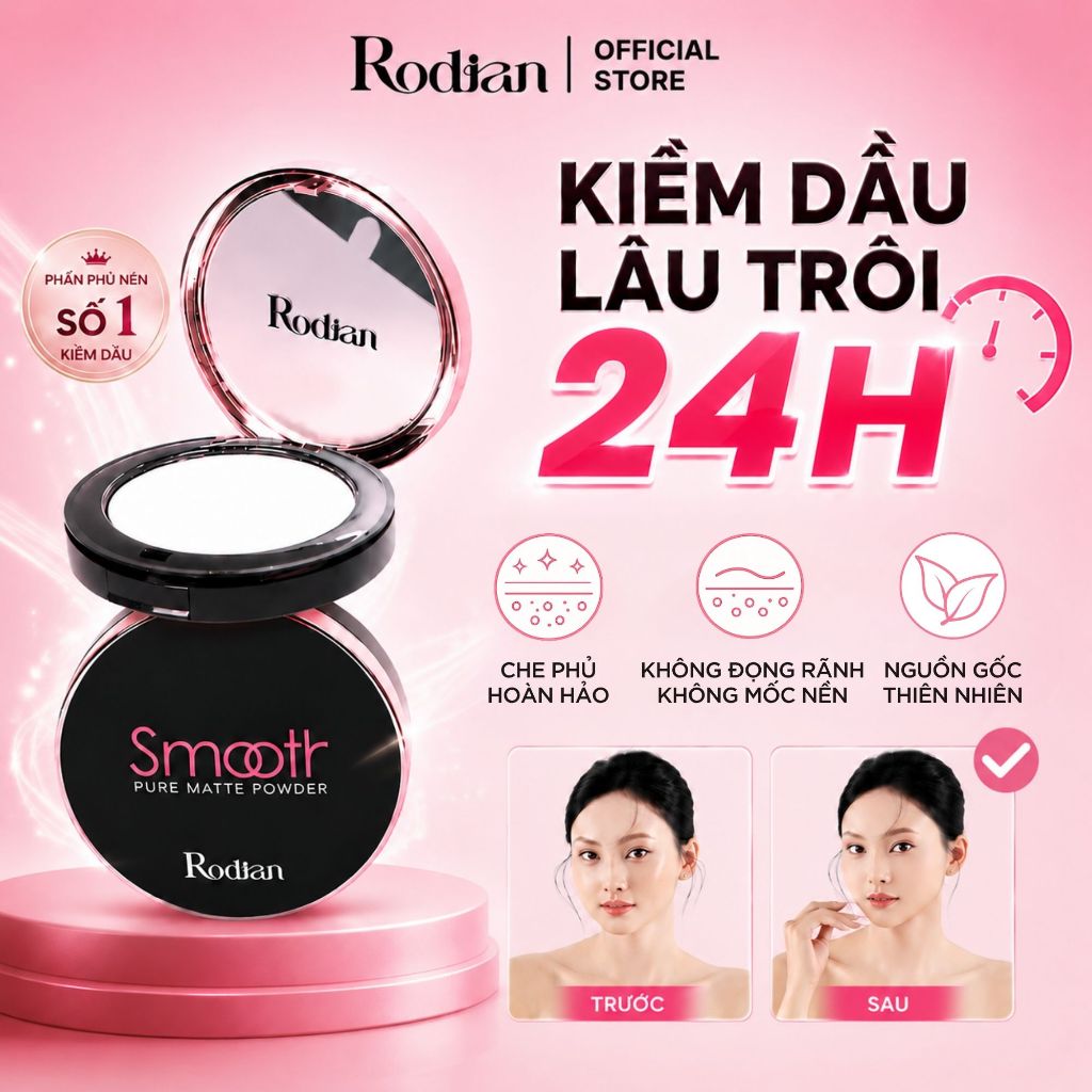 Phấn Phủ Dạng Nén Rodian 24h Kiềm Dầu, Cho Lớp Nền Khô Ráo Lâu Trôi 13g