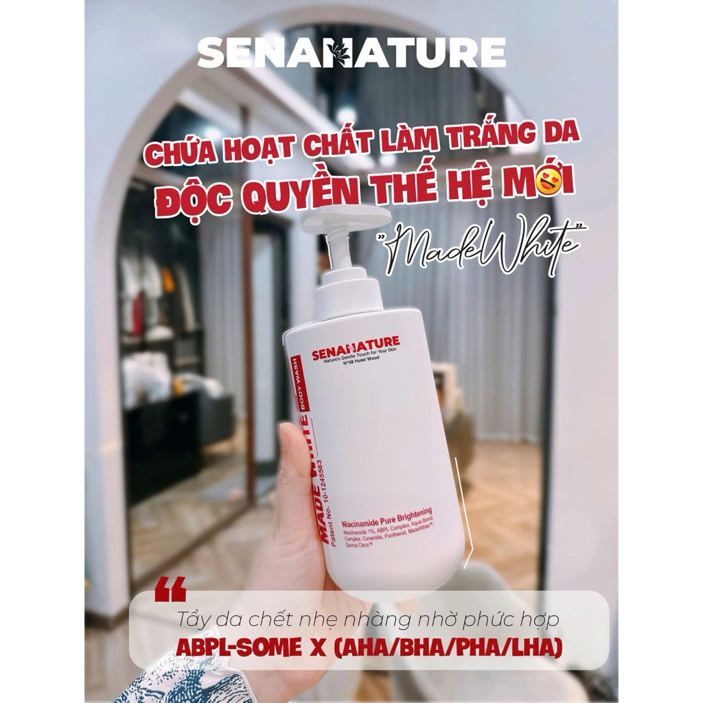 (Tặng quà) Sữa tắm trắng da senanature made white body wash 500ml - hạn 2028 Hàn Quốc sữa tắm senanature  IS15