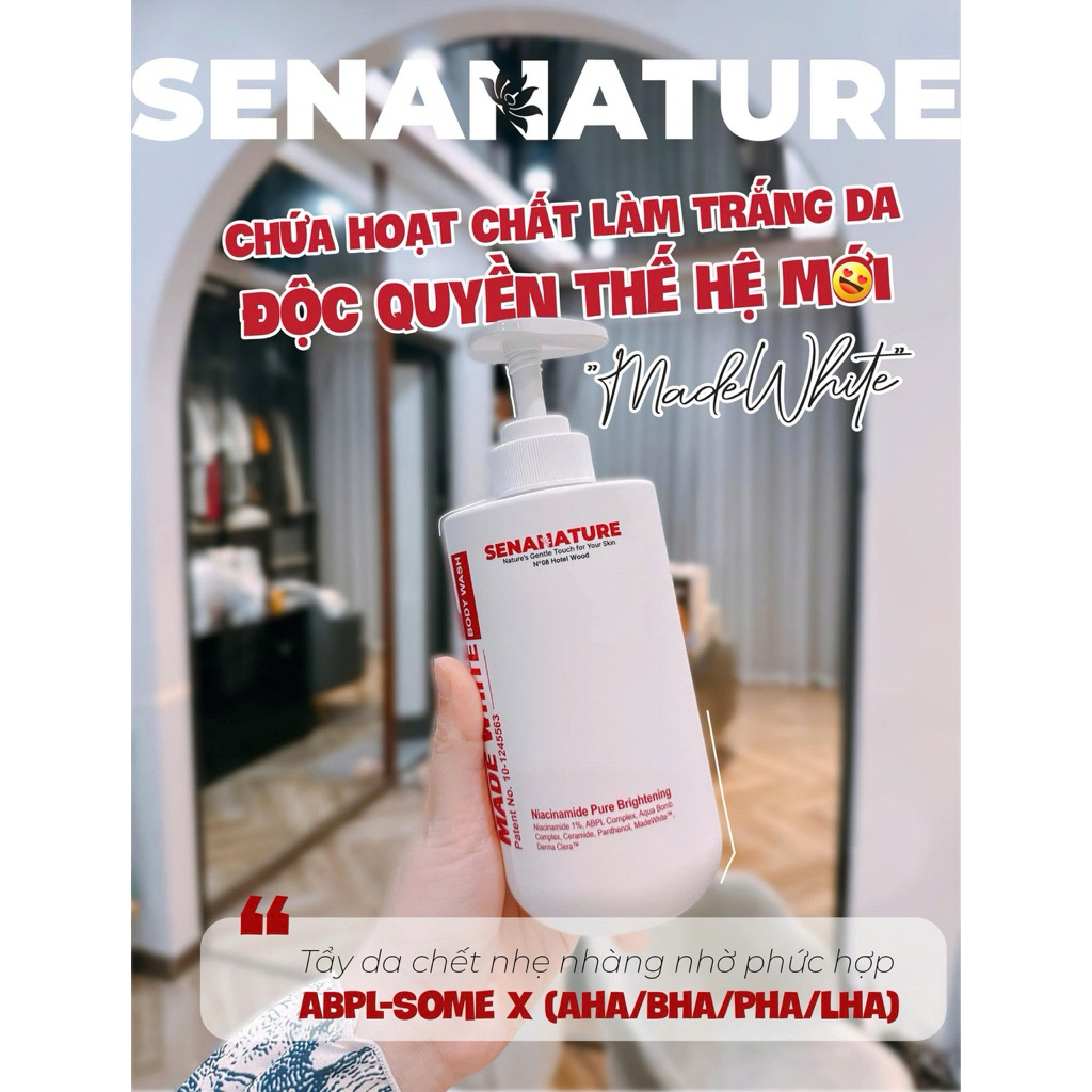 (Tặng quà) Sữa tắm trắng da senanature made white body wash 500ml - hạn 2028 Hàn Quốc sữa tắm senanature  IS15