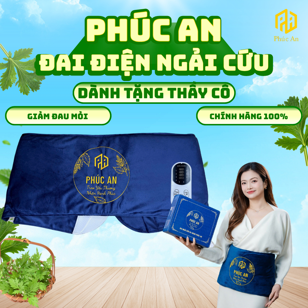 [Bảo hành 1 năm] Đai điện ngải cứu Phúc An, quà tặng tri ân thầy cô dịp cuối năm, thư giãn cơ thể, giảm mỏi cổ vai gáy