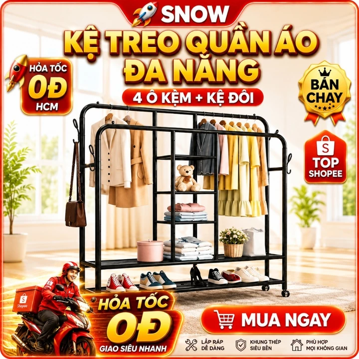 Kệ Đa Năng Treo Quần Áo🚀 HỎA TỐC 0Đ Phơi Đồ Nhiều Mẫu Kèm Nhiều Móc Treo Ô Để Đồ Trưng Bày Decor Nhà Phòng Trọ Decor Nhà