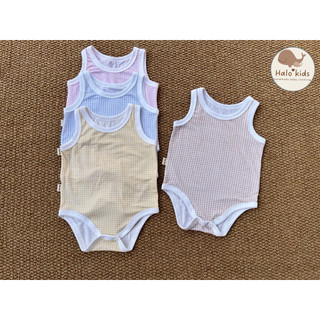 Body chip 3 lỗ sát nách kẻ caro chất liệu cotton pettit mềm mát cho bé