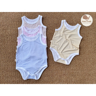 Body chip 3 lỗ sát nách kẻ caro chất liệu cotton pettit mềm mát cho bé