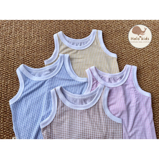 Body chip 3 lỗ sát nách kẻ caro chất liệu cotton pettit mềm mát cho bé