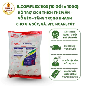 B.COMPLEX BIOVIET 1KG (10 Gói x 100g) Hỗ Trợ Kích Thích Thèm Ăn, Vỗ Béo, Tăng Trọng Nhanh Cho Heo, Gà, Vịt