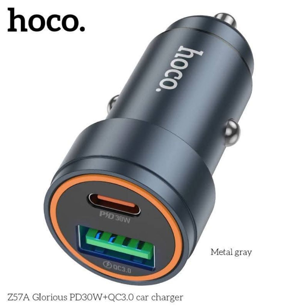 Tẩu sạc nhanh ô tô Hoco 30w , cổng type-c 30w, cổng USB 18W