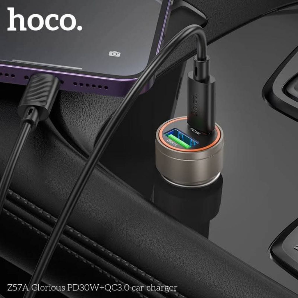 Tẩu sạc nhanh ô tô Hoco 30w , cổng type-c 30w, cổng USB 18W