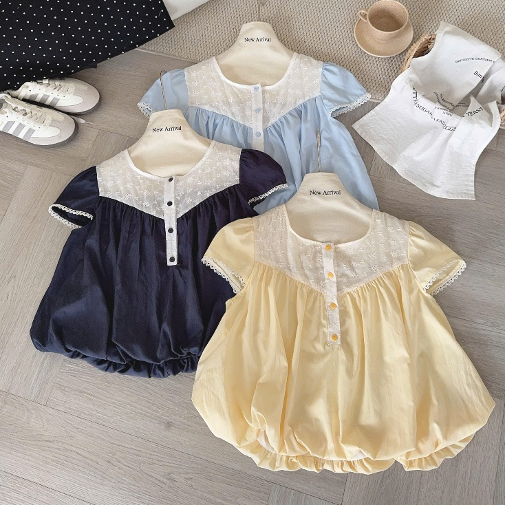 Áo babydoll phối ren khuy cổ 11255 A158