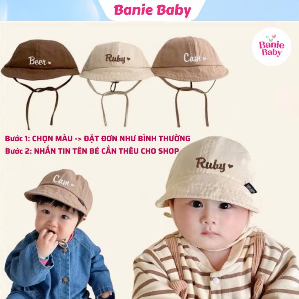 (THÊU TÊN) Mũ lưỡi trai vành mềm thêu tên cho bé theo yêu cầu phong cách Hàn Quốc - CHẤT COTTON MỀM, CÓ DÂY QUAI BUỘC
