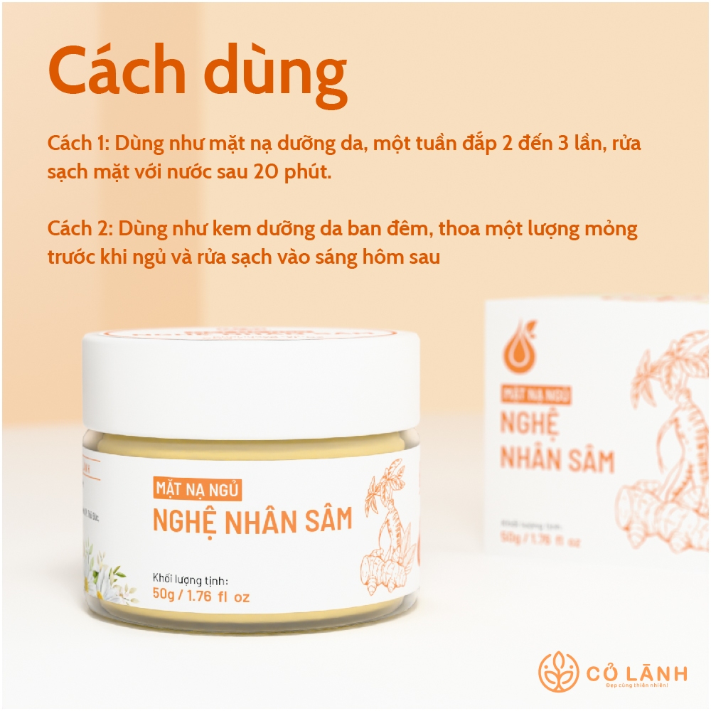 Mặt Nạ Ngủ Nghệ Nhân Sâm 75g Cỏ Lành - Dưỡng Da Mờ Thâm, Nám, Giúp Da Trắng Sáng