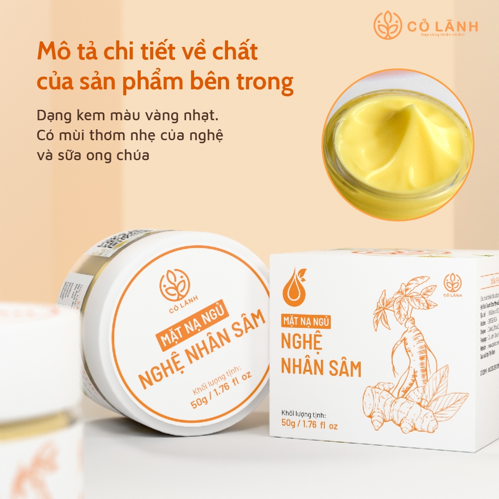 Mặt Nạ Ngủ Nghệ Nhân Sâm 75g Cỏ Lành - Dưỡng Da Mờ Thâm, Nám, Giúp Da Trắng Sáng