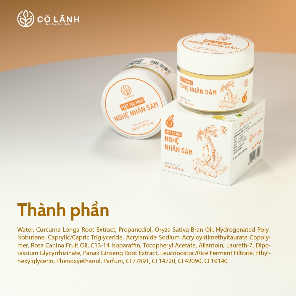 Mặt Nạ Ngủ Nghệ Nhân Sâm 75g Cỏ Lành - Dưỡng Da Mờ Thâm, Nám, Giúp Da Trắng Sáng