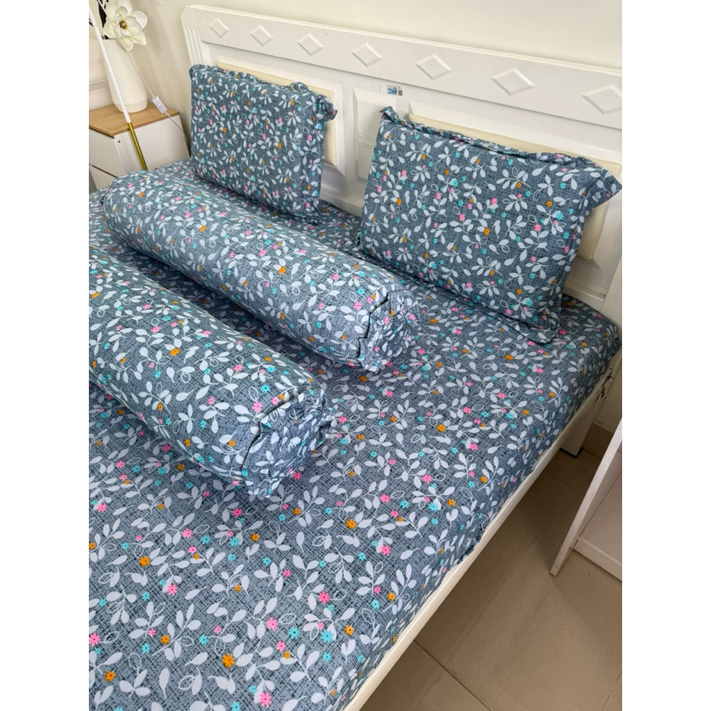 ga thun lạnh có 2 áo gối ôm dây kéo LÁ XÁM HOẠ TIẾT
