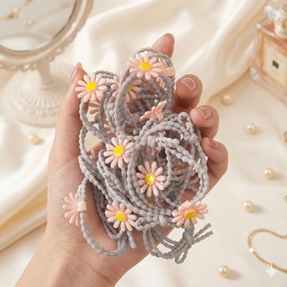 Dây Buộc Tóc Thun Gợn Sóng Đính Hoa Cúc Nhỏ Vintage , Co Giãn Cao Cấp Hàn Quốc Nhiều Màu Cho Nữ