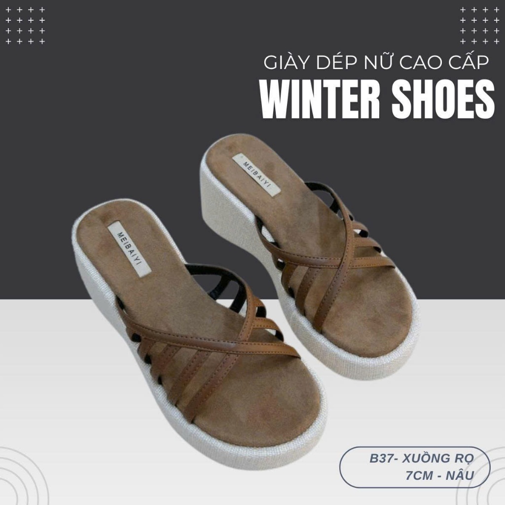 B37 Dép Xuồng Rọ 7CM Cho Nữ - Dép Đế Xuồng Cao Gót Thời Trang Êm Chân Dễ Phối Đồ