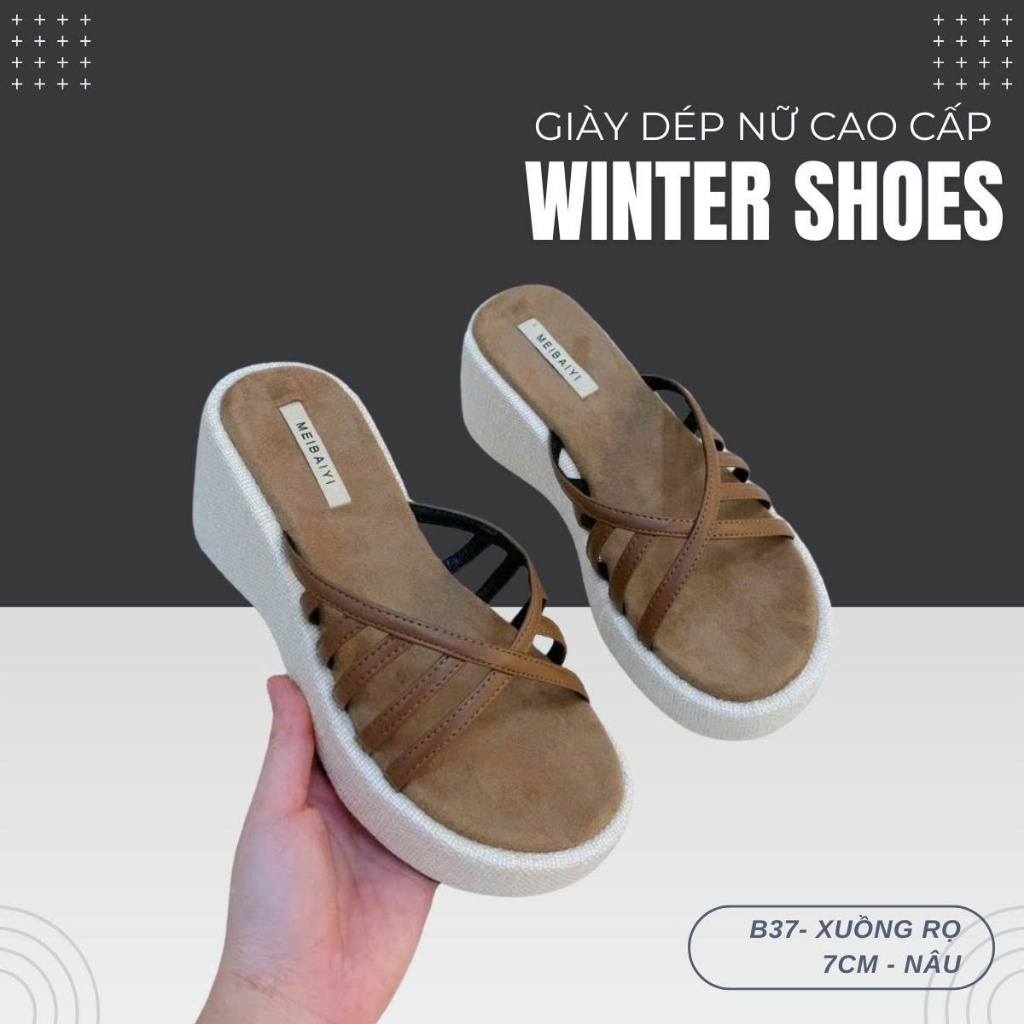 B37 Dép Xuồng Rọ 7CM Cho Nữ - Dép Đế Xuồng Cao Gót Thời Trang Êm Chân Dễ Phối Đồ